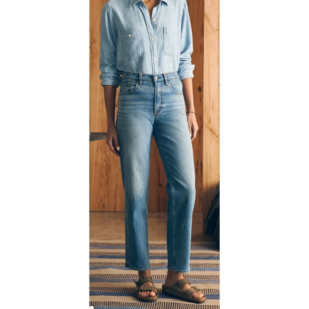 NWT Faherty Organic Cotton Slim Straight Denim Size 30